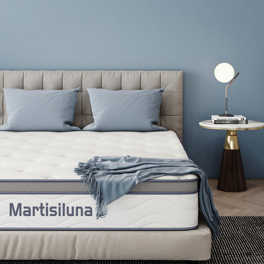 Martisiluna 10.5 Inch Memory Foam Hybrid Mattress in a Box, Dreamy Design Mattresses with Shimmering cover, with Double Edge Support & Pressure Relief, CertiPUR-US Certified,10-Year Warranty